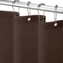 Rideau de douche en lin noir, rideau de douche bohème style ferme en tissu de coton naturel, doublure 183 cm x 183 cm