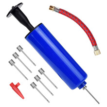 Hand Inflator Kit With Needle Nozzle Extension Hose For Basketball Football Soccer Sport Portable, Blue