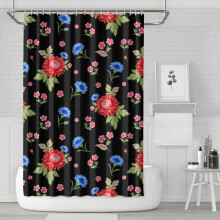 Rideau de douche à motif floral Pioneer Flower, 183 x 183 cm, ensemble de rideau de douche décoratif pour salle de bain avec 12 crochets,