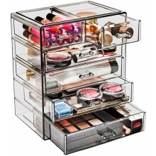 Organisateur de maquillage en acrylique à 6 tiroirs