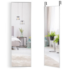 Specchio a figura intera 37 x 120 cm con ganci per appendere regolabili in altezza, specchio da parete argento