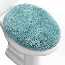 Housse de siège de toilette allongée en microfibre 19,5 po x 15 po, lavable en machine, dos en caoutchouc ajustable, compatible avec la plupart des
