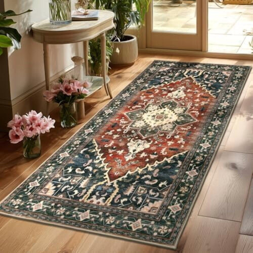 Πλενόμενο χαλί 3x6 Runner, αντιολισθητικό χαλί Boho Vintage για διάδρομο με λαστιχένια