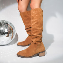 Botas de ante de color liso con punta para mujer YOUSNH, ideales para otoño e invierno. Botas cálidas de estilo casual para mujer. Color marrón.