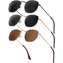 Lunettes de soleil unisexes, monture carrée polarisée, protection UV, style tendance, monture hexagonale en métal.
