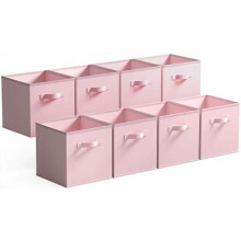 Cube Storage Bins 13x13 in Pink – 8-Pack with Handles