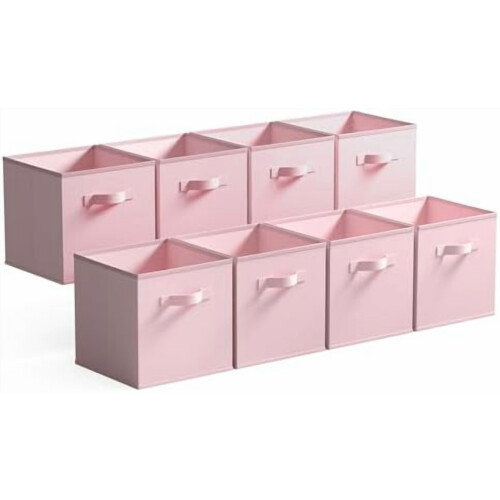 Cube Storage Bins 13x13 in Pink – 8-Pack with Handles
