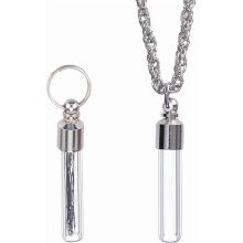 2Pcs Pet Urn Necklace for Ashes – Clear Glass Vial Pendant, Memorial Wishing Bottle, Cremation Jewelry for Dog/Cat Fur & Ashes, Keepsake DIY Gift