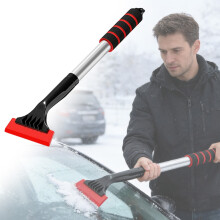 Snow Brush & Ice Scraper for Car, Aluminum, Retractable 17-24", Universal Winter Vehicle Accessory