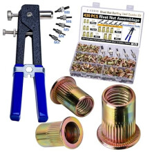 430Pcs Metric Rivet Nut Tool Kit (M3-M8), Compatible with Furniture, Auto, Marine & Industrial Use