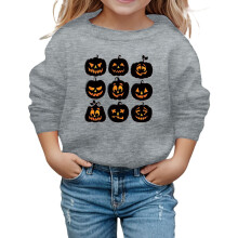 Halloween töklámpás kapucnis pulóver lányoknak, meleg rajzfilmfigura pulóver, hosszú ujjú, kerek nyakú, szürke, 11–12 éves korig,