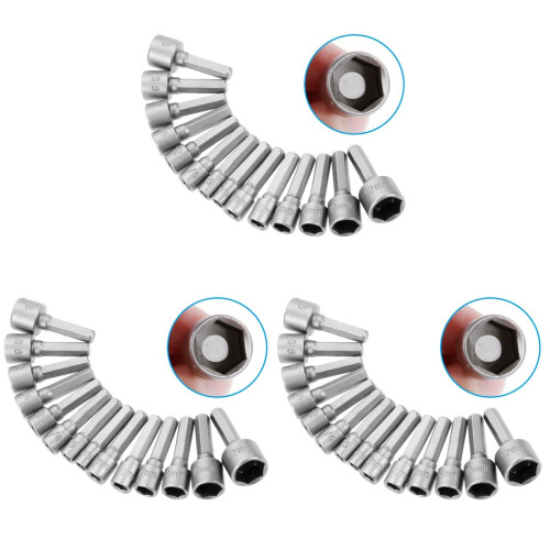 42Pièces Adaptateurs Douilles Hexagone En Acier Chrome-Vanadium Argent 1