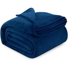 Navy Fleece Blanket Queen Size Soft Lightweight