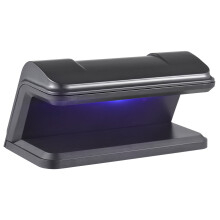 UV-powered banknote detector compatible with USD, EUR, GBP notes; checks counterfeit bills