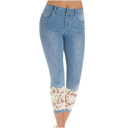 VERUGU Γυναικείο Παντελόνι Capris με Δαντέλα και Λεπτό Ελαστικό, Καθημερινό, Μοντέρνο,