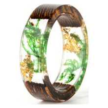 Handgemaakte ring van hout en hars, jubileumcadeau voor vrouwen, J,11