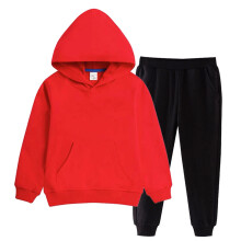 Kids Solid Color Hooded Sweatshirt Set with Fashion Long Pants Fall Winter Soft Two Piece Outfit for Children 2-12 Years(Red#1,2-3 Years)