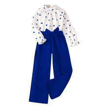Conjunto de 2 piezas para niños de San Valentín: Top con volantes y estampado de corazones + Pantalones de pierna ancha, edades de 7 a 12 años,