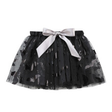 Gonna tutù in tulle con stampa di pipistrelli per bambina, nera, taglie 2-4 anni.