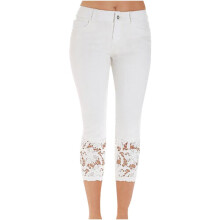 Calça Capri Feminina VERUGU com Cadarço no Pé, Fina e Elástica, Casual, Justa e Versátil, Branca, Tamanho 3XL