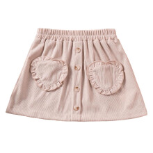 Casual zomerrokje voor meisjes, elastische taille, effen beige, hartvormige zakjes, comfortabel kort rokje voor meisjes van 2-3 jaar.