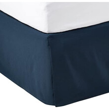 Jupe de lit plissée légère, Queen, bleu marine, unie