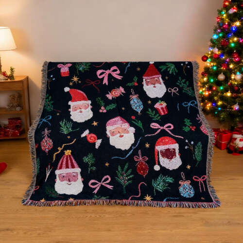 Weihnachtsteppich, 130 x 160 cm, rot, Baumwolle