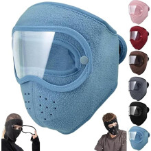 Fleece Thermal Winter Mask with Removable Goggles - Breathable Warm, for Men & Women Running Skiing Hiking Cycling