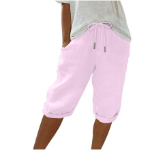 Shorts femininos lisos, shorts casuais, shorts capri, tamanhos P-3XG