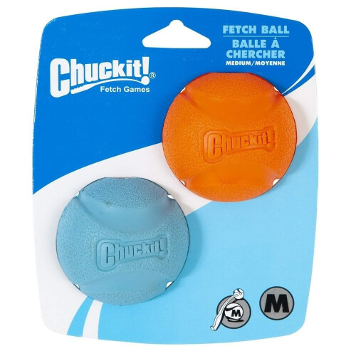 Chuckit! Chuckit! Fetch Ball, Durable Rubber Dog Toy, Medium 6.5 cm (2-Pack)