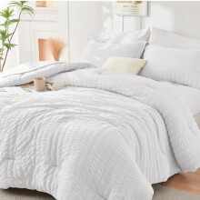 White seersucker comforter set 7-piece all-season