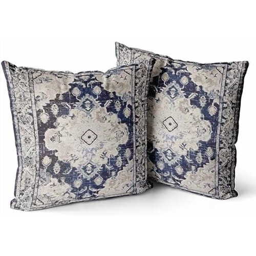 Μαξιλαροθήκες Boho από βαμβάκι, σετ 20x20 ιντσών, σε μπλε χρώμα