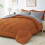 Queen Comforter Set Ultra Soft Orange Light Grey 7-Piece 1