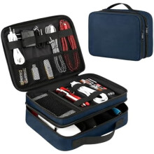 Water-Resistant Electronics Organizer Travel Case, Compatible with Earphones, Power Banks & Flash Drives – Navy Blue
