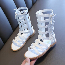 LoyisViDion Zomerse Romeinse Prinsessensandalen met Open Teen en Rits voor Meisjes, Wit, 2,5-3 Jaar