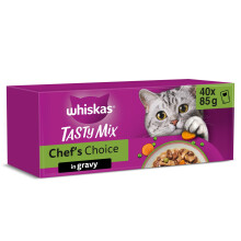 whiskas Tasty Mix 1+Chefs Choice in Gravy 40x85g Pouches, Adult Cat Food