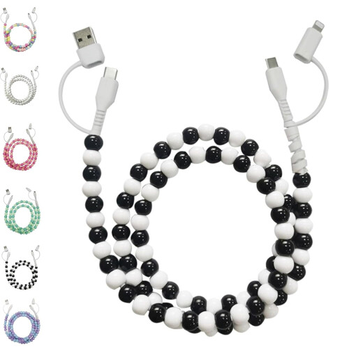 Cable de carga 4 en 1 con perlas, 1 m, carga rápida
