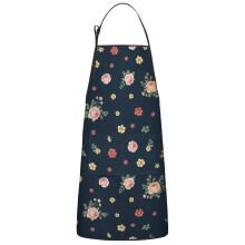 Floral Print Cotton Linen Apron with Pockets 33x27 Inch