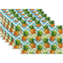 Leinen-Tischsets mit Ananas-Motiv, 6er-Set, 30 x 45 cm