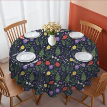 Pioneer Flower Floral Print Pattern Round Tablecloth 60 X 60 Inch, Wrinkle Resistant Wipeable Table Cloth for Kitchen Dining Picnic Patio Party