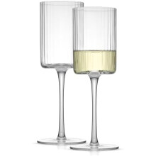 White Wine Glasses Set of 2, 11.5 oz, Fluted Vintage Style