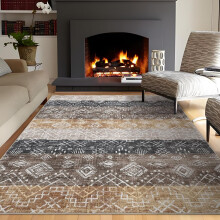 5x7ft Boheemse geometrische vloerkleed met verweerde look