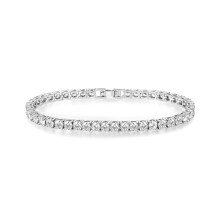 4mm CZ Tennis Bracelet, 18k White Gold Plated 4MM Iced Out Round-Cut Cubic Zirconia Tennis Bracelet for Women Men 6.5/7/7.5 Inches