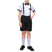 Boys Suit,Boys Summer Outfits,Summer Solid Color Casual Suit Performance Suit Formal Dress with Bow Tie Sets Short Sleeve Lapel Sets Black 7-8 Years
