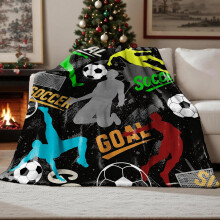 Soccer Plush Fleece Throw Blanket for Kids Teens 60x50 Inch