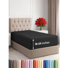 Drap-housse extra profond pour lit simple – Convient aux matelas de 45 à 60 cm d'épaisseur, ultra doux, infroissable, respirant, noir