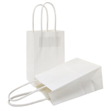 Witte mini kraftpapieren cadeautasjes met handvatten (25 stuks)