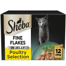 Sheba Fine Flakes in Jelly – Poultry Collection – Wet Cat Food Pouches for Adult