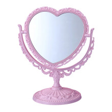 Heart Shaped Cosmetic Double Rotatable Lightweight Tabletop Vanity with Non Base for Dressing and Shaving
