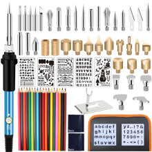 Wood Burning Kit 75pc with Soldering Tips - Adjustable Temperature Pyrography Pen 200-450C for DIY Craft Woodburning Projects